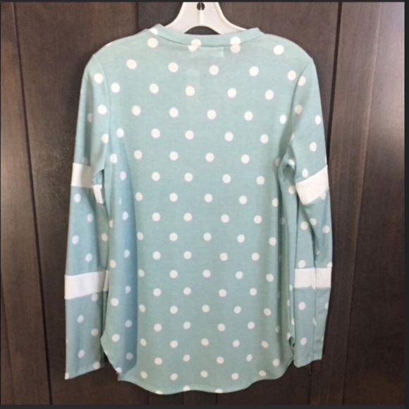 #34  1 Left! Polka Dot Aqua Long Sleeve Top * - Picture 4 of 4